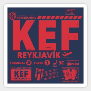 Vintage Reykjavik KEF Airport Code Travel Day Retro Travel Tag Iceland Magnet